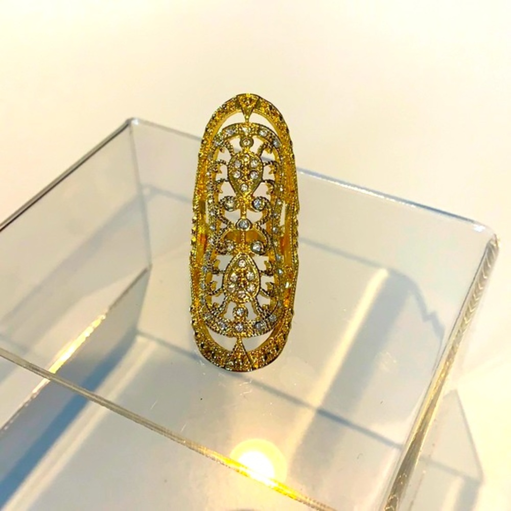 Gold Filagree Crystal Ring